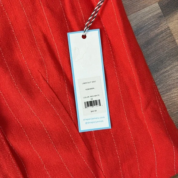 Draper James Red Striped Button-Up Vest size XS - Picture 4 of 8